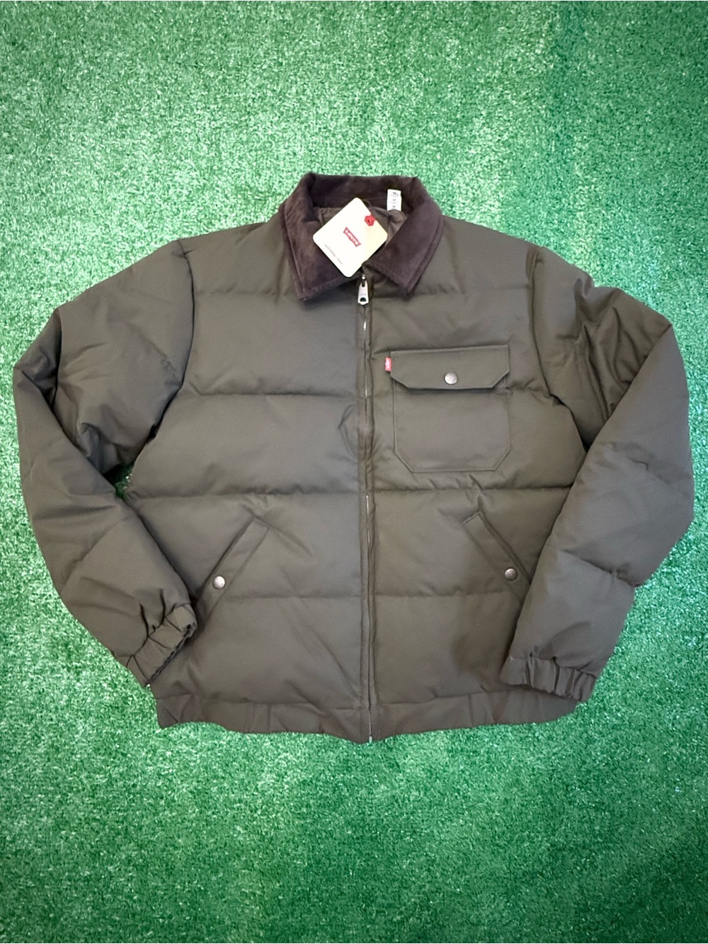 Levi’s Men’s Quilted Depot Jacket – Olive/Black – Size Medium – Brand New with T